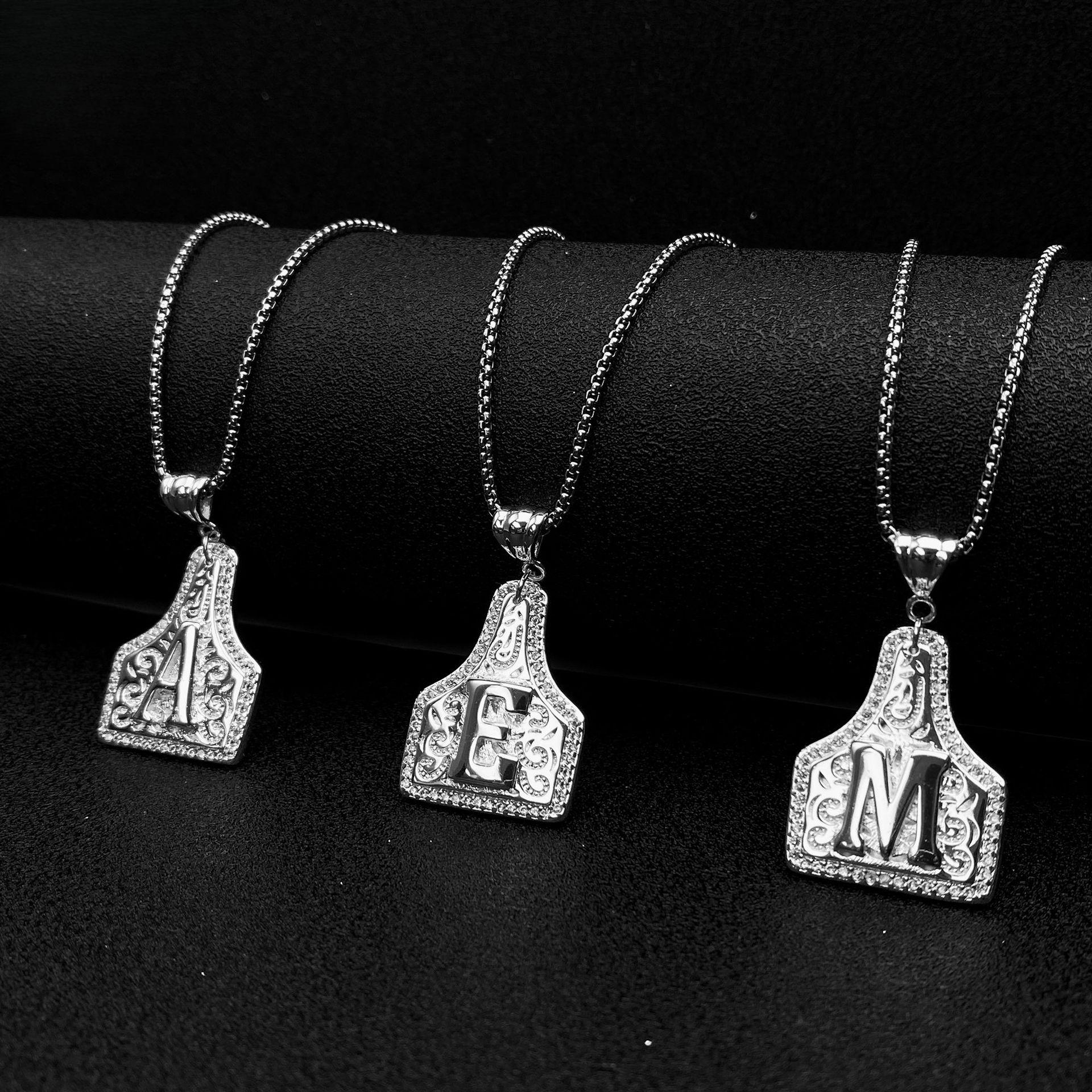 Handmade CowTag Initial Necklace Two-Toned Letter Pendant Adjustable 20 Inch Chain Western Jewelry Gift for Men Women
