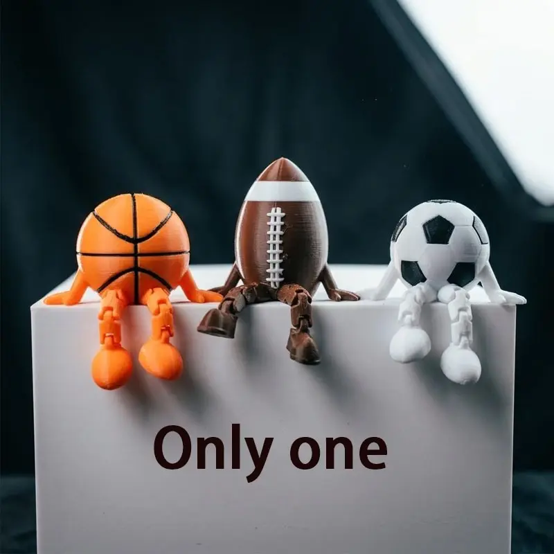 Football Basketball Rugby Statue Ornament, 3D Printed Model, Fashionable Desktop Decor, Perfect Gift for Sports Fans, Home Decoration