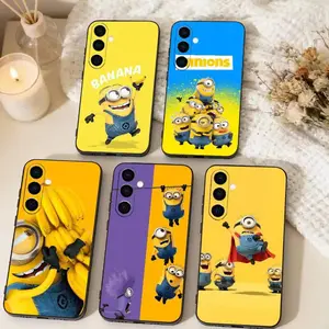 Cute Funny Minions Phone Case For Samsung Galaxy S26 S25 S24 S23 S22,For iphone 17 16 15 14 13 12 11 17Air Plus Pro Promax Soft Silicone Black Cover