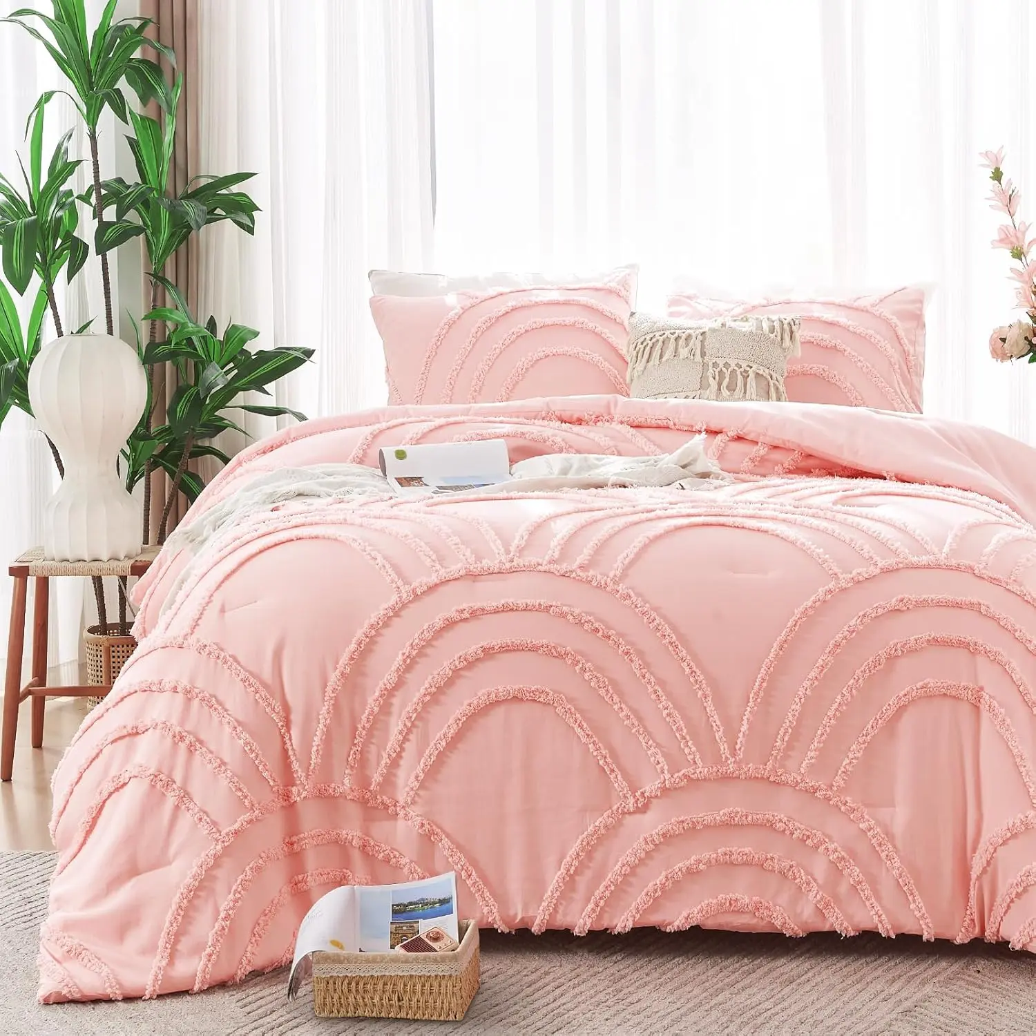 / XL Comforter Bedding Set for College Girls - Tufted Extra Long  Comforter with Rainbow Design, Cute Dorm Bedding for  , Lightweight  Bed Set