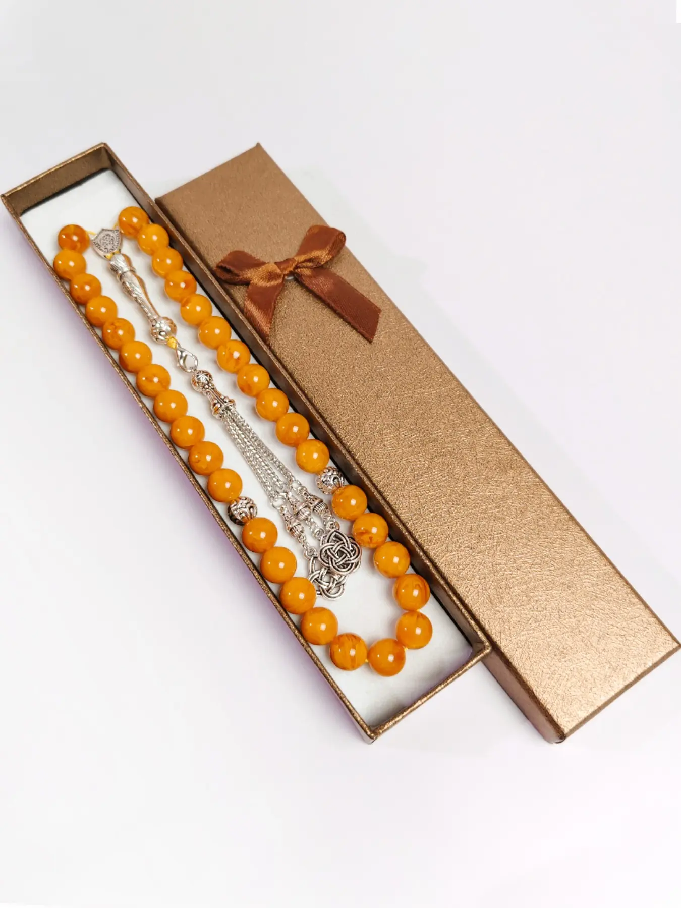 Blessing Knot Pendant, Middle Eastern Turkish Islamic Amber Mala, Handmade Fringe Bracelet Charm, Tasbih Beads Prayer Counter, Ramadan Gift