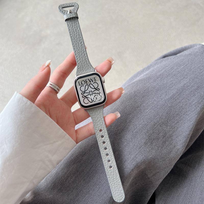 Genuine Leather Lychee-Grain Watch Band for Women — Compatible with Apple Watch (iWatch) Series 1–10 — Premium Look & Feel