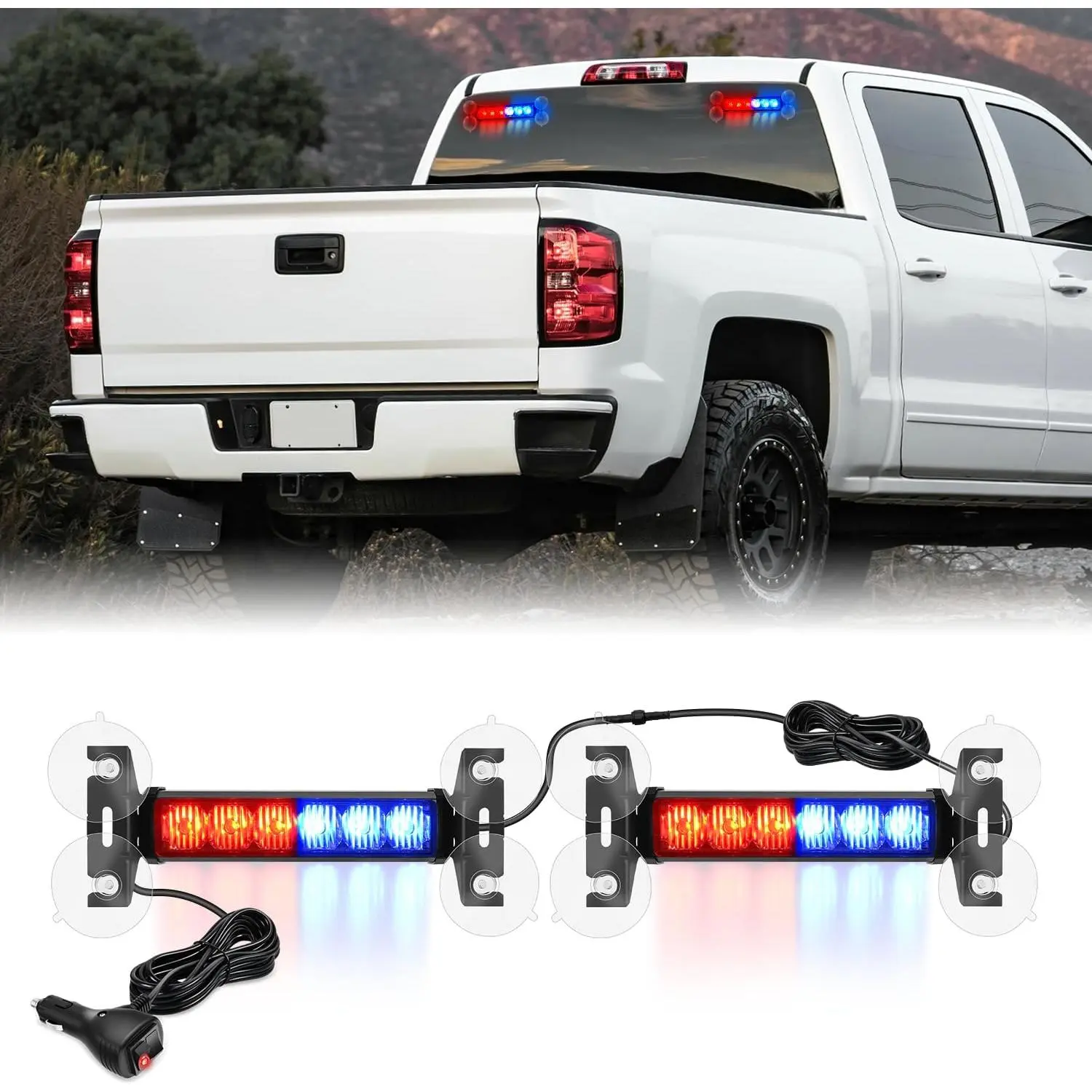 Nilight 12LED  Strobe Traffic Advisor Light Bar 2 in 1 Red Blue Dash Warning Safety Flashing Lights Front/Rear Windshield Construction Lights for Trucks Cars Plow  Firefighter Vehicles   vehicle