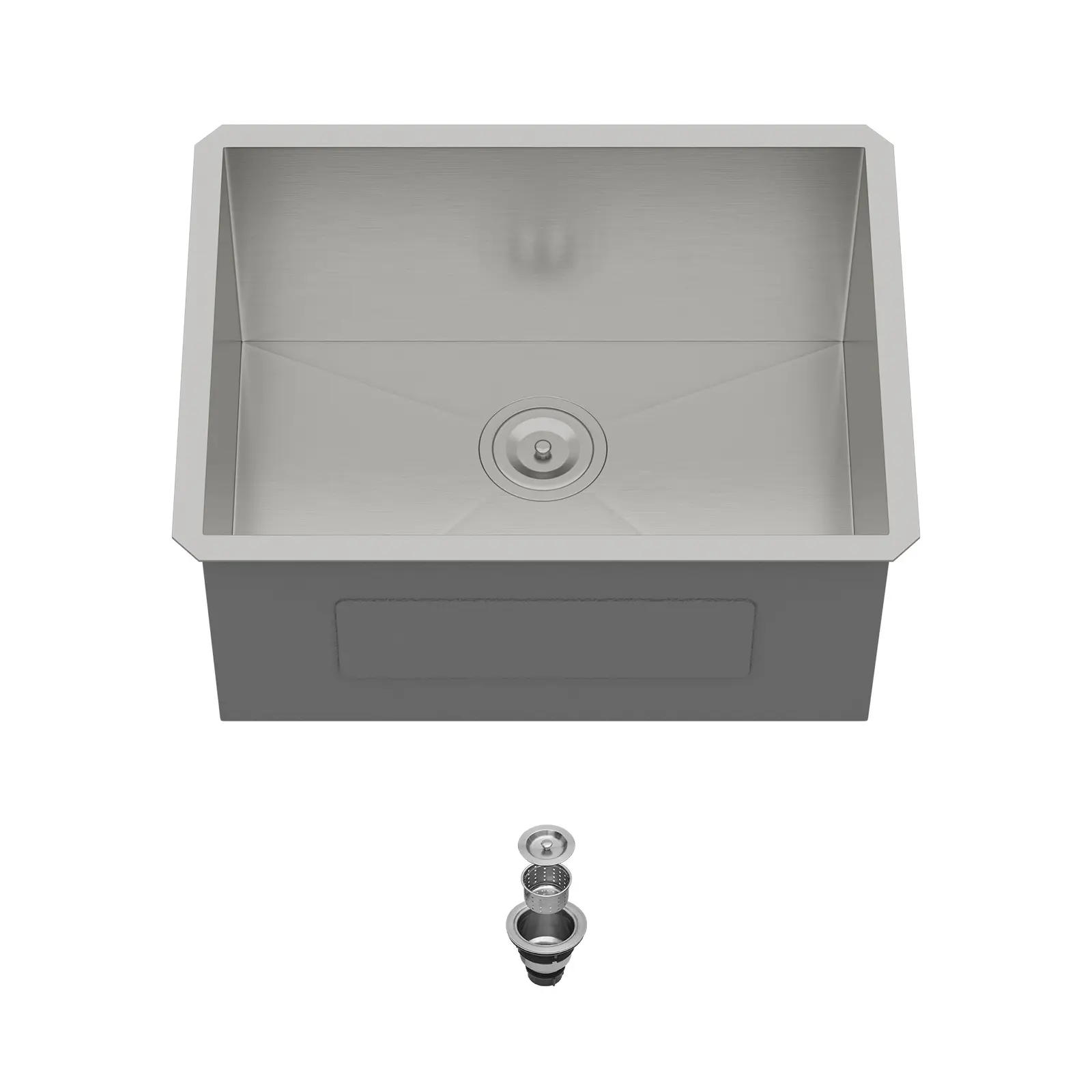 ARCH 24 Inch Undermount Utility Sink 16 Gauge T304 Stainless Steel Deep Single Bowl Laundry Tub with Brushed Nickel Finish, Soundproof Coating, X-Shaped Drain, for Laundry Room, Basement, Garage, Kitchen, Includes Strainer and Clips