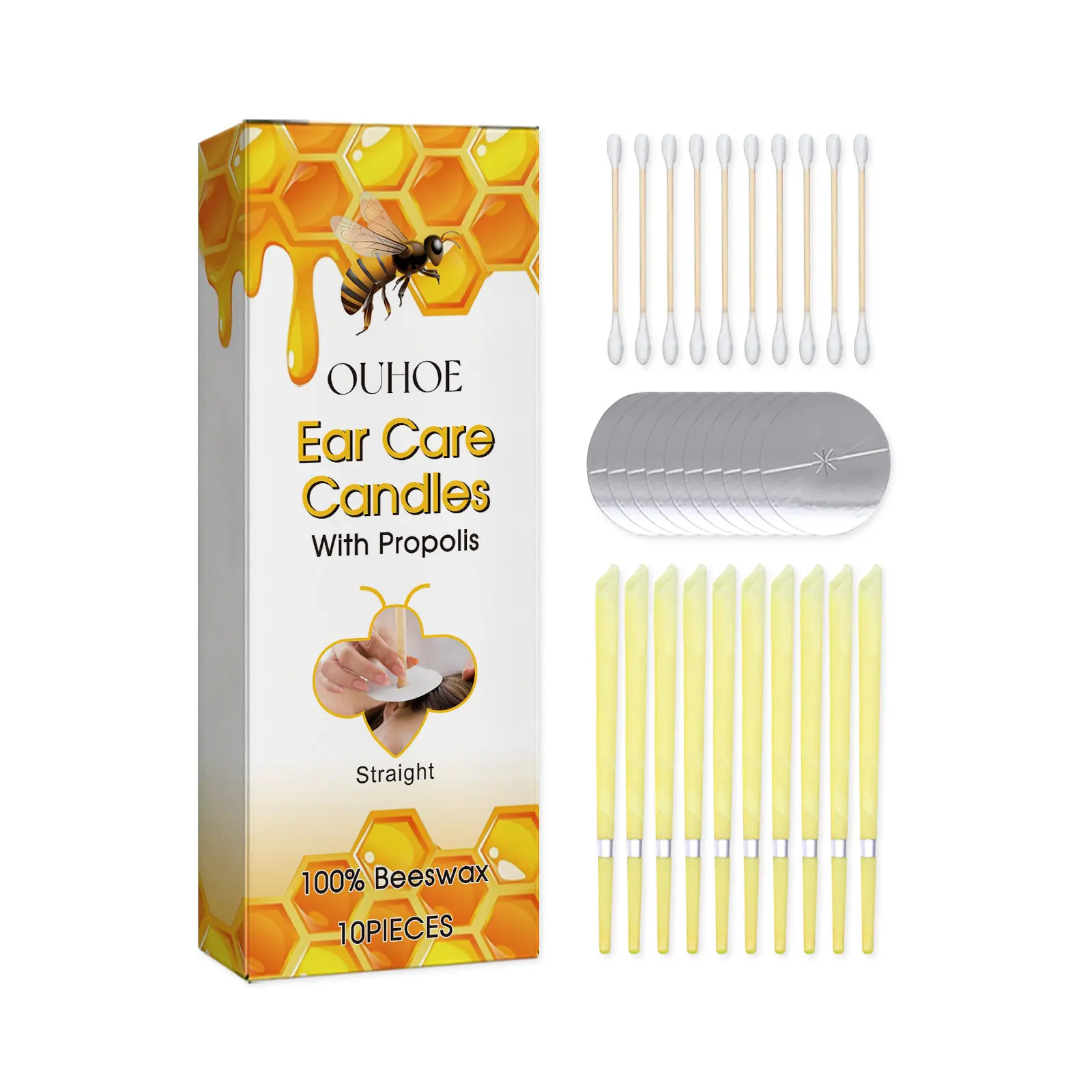 OUHOE Ear Candle Set, For Soothing And Gentle Ear Cleansing Nourishing Care Honey Beeswax Ear Candle Set