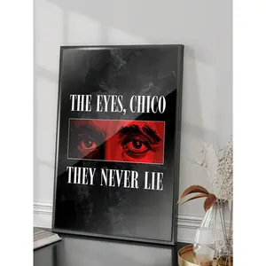 Frameable ‘Eyes, Chico, They Never Lie’ Eye Close-Up Mysterious Warning Wall Art, Suitable for Living Room, Bathroom and Bedroom Decor, as well as Holiday Decor