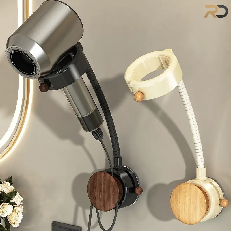 Suction Cup Hair Dryer Holder, No Drilling Needed, Rotating Bathroom Hair Dryer Storage Rack, Wall-Mounted Lazy Hair Dryer Hanger