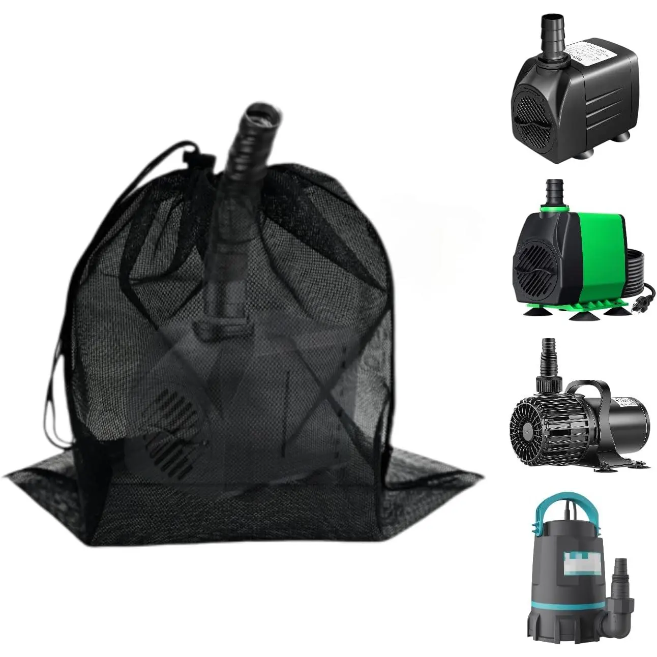 17.7" x17.7" Pond Pump Cover Filter Bag, Black Media Bag Large Pump Mesh Bag for Outdoor Water Ponds Filters, Water Filter Pump, Outdoor Ponds, Garden, Swimming Pool (1, 17.7" x17.7")