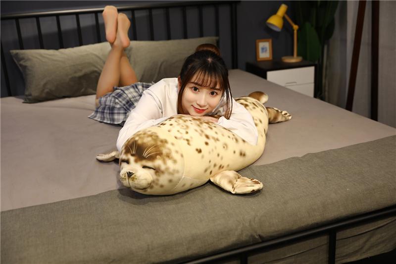 120CM Giant Lovely Sea Lion Plush Toys Kawaii Sea World Animal Seal Throw Pillow Stuffed Sleeping Pillow Doll Kids Birthday Gift