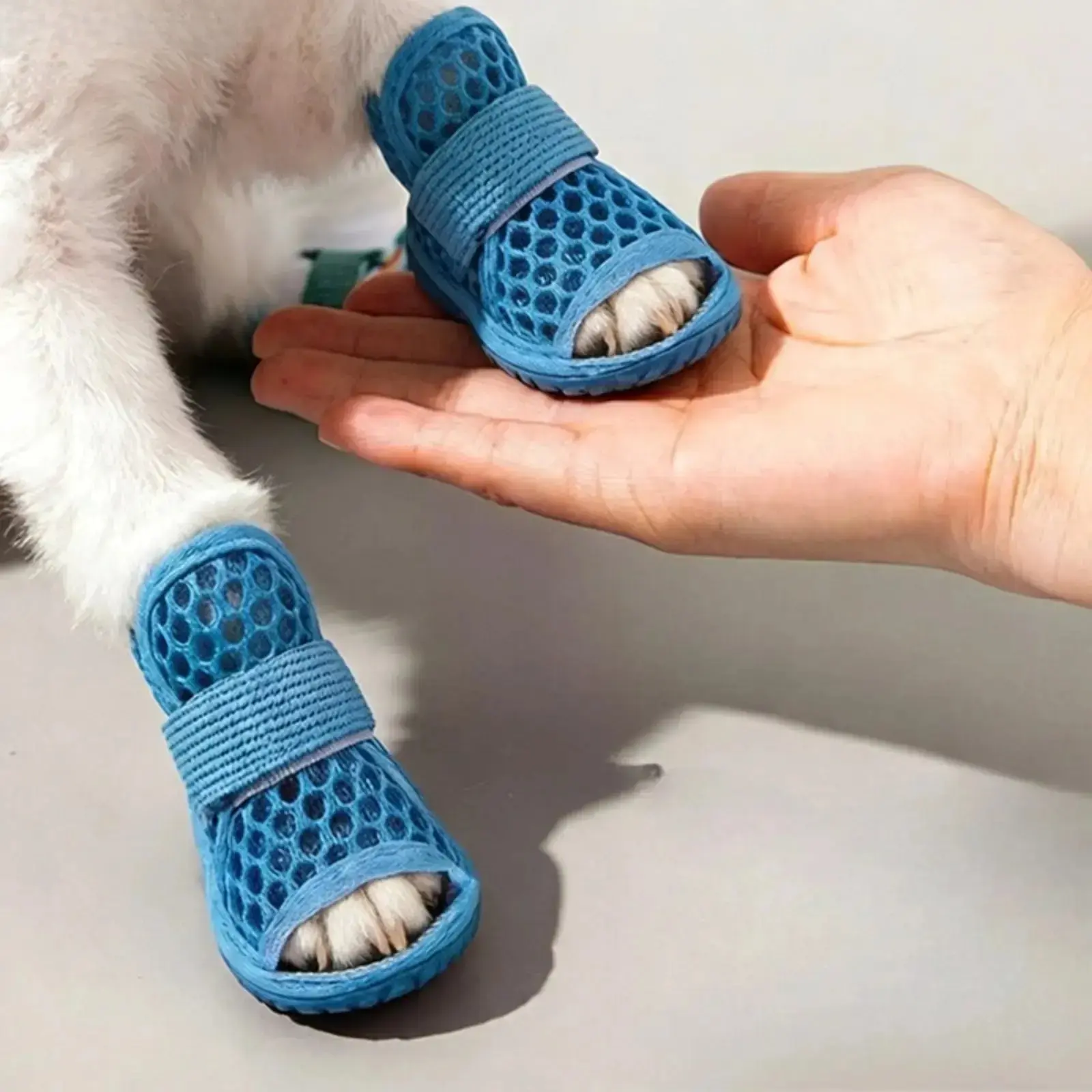 Summer Breathable Mesh Dog Sandals for Small Puppies, Secure No-Fall Pet Shoes with Elastic Straps, Cute Lightweight Paw Protectors for Outdoor Walking & Daily Summer Strolls