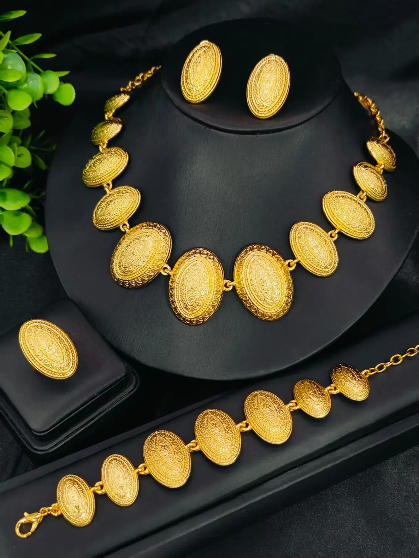 Fashion Women's Olive Pendant Elegant Jewelry Set, Bride Jewelry Set For Wedding Day, Necklace Bracelet Ring Earrings, Wedding Party Gift, All Seasons