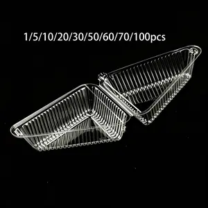 Thickened Disposable Plastic Cake Slice Containers, 5 Inch Individual Pie & Cheesecake Boxes, Bakery Cafe Packaging, 1-100pcs