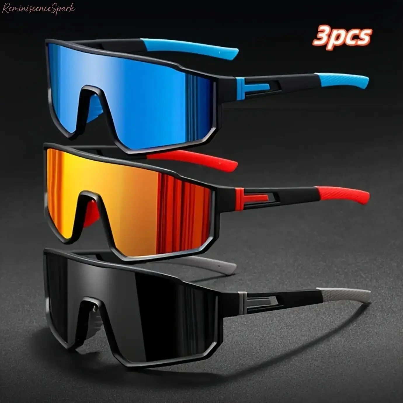 Unisex 3-Pack Outdoor Sport Sunglasses for All Outdoor Enthusiasts - Sturdy Polycarbonate Frame, PC Mirrored Lenses, Modern Biker Eyewear for Bikes, Road Trips