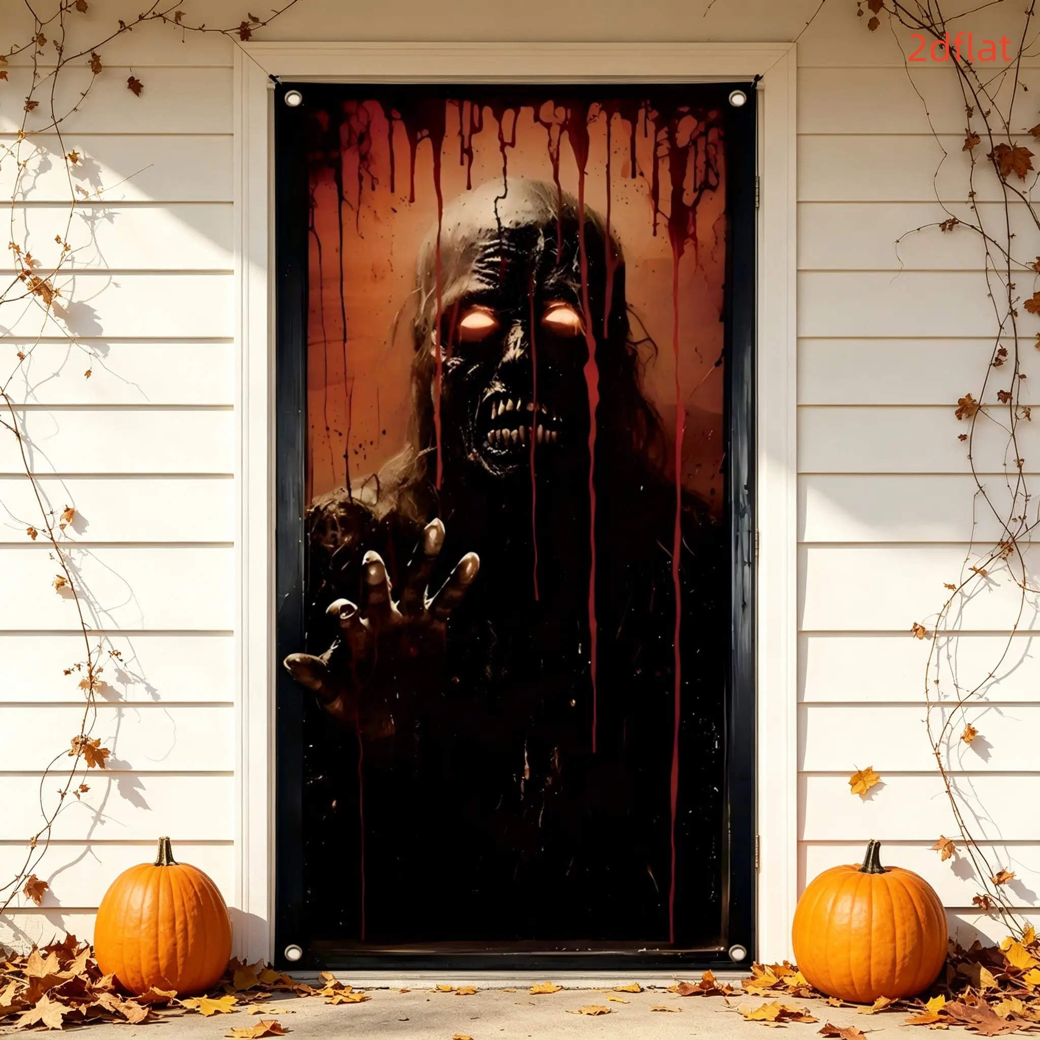 Halloween Party Decorations, Bloody Zombie Door Banner, -Eyed Rotting Zombie Wall Hanging, Indoor Outdoor Halloween Setup