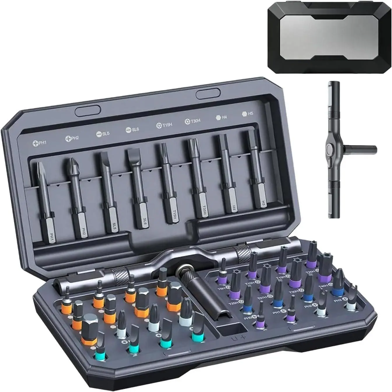 42 in 1   Set,  ratchet  set, Detachable ratcheting t handle, Portable Storage box, multitool set, Kit for Furniture, Electronics, ,  Repairs