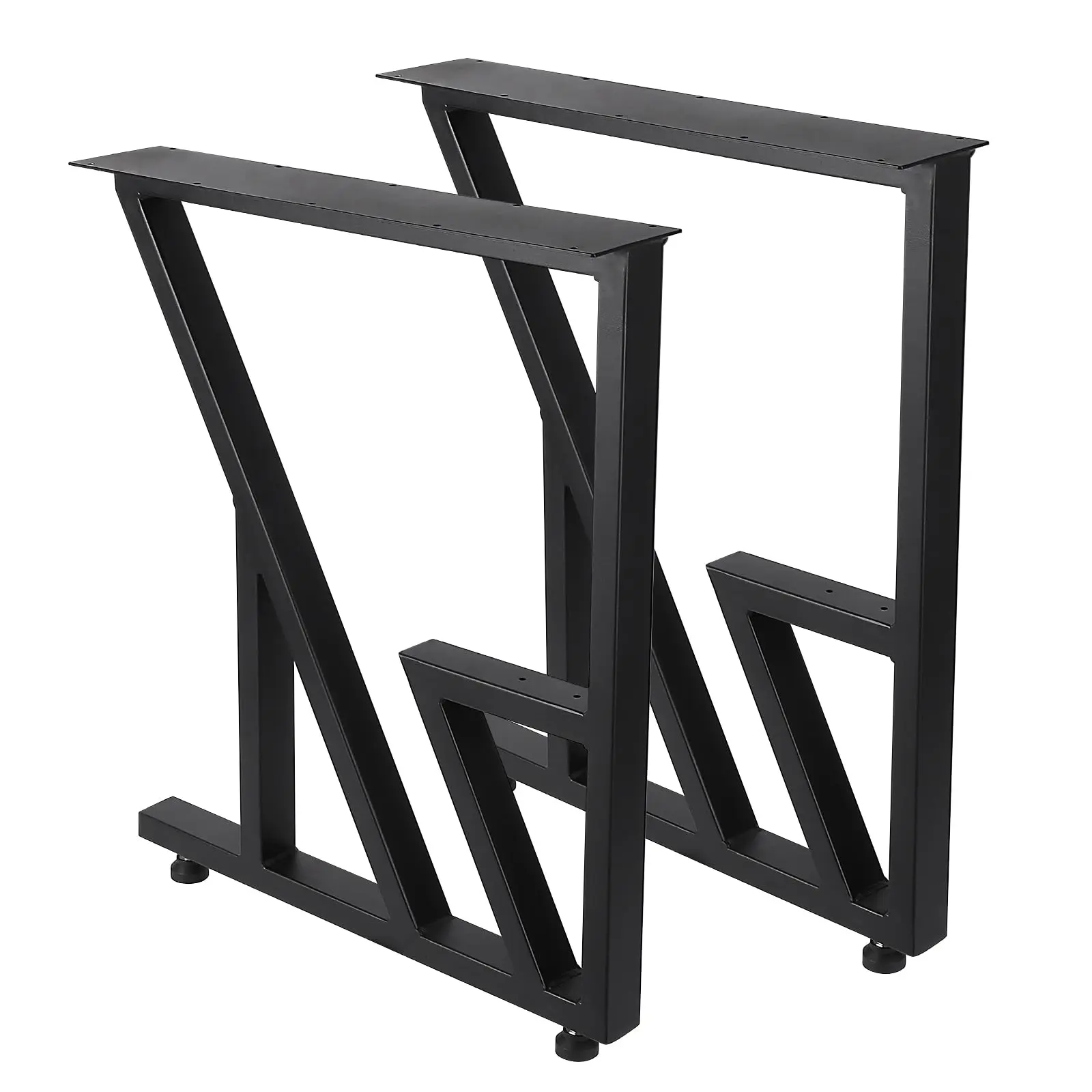 GARVEE Heavy Duty Table Legs 28"H×24"W, 2PCS - Black Cast Iron with Reinforced Triangle Shape, Industrial Modern Design for DIY Furniture, Desk, Bench, Dining Tables