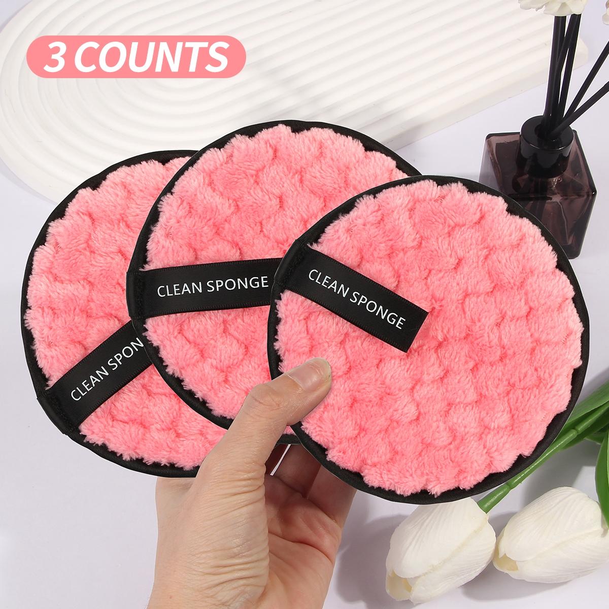 Soft Plush Makeup Remover Cleansing Pads, 3 Counts/set Reusable Facial Cleansing Puff for Daily Use, Multi-use Facial Makeup Removal Tool for Women