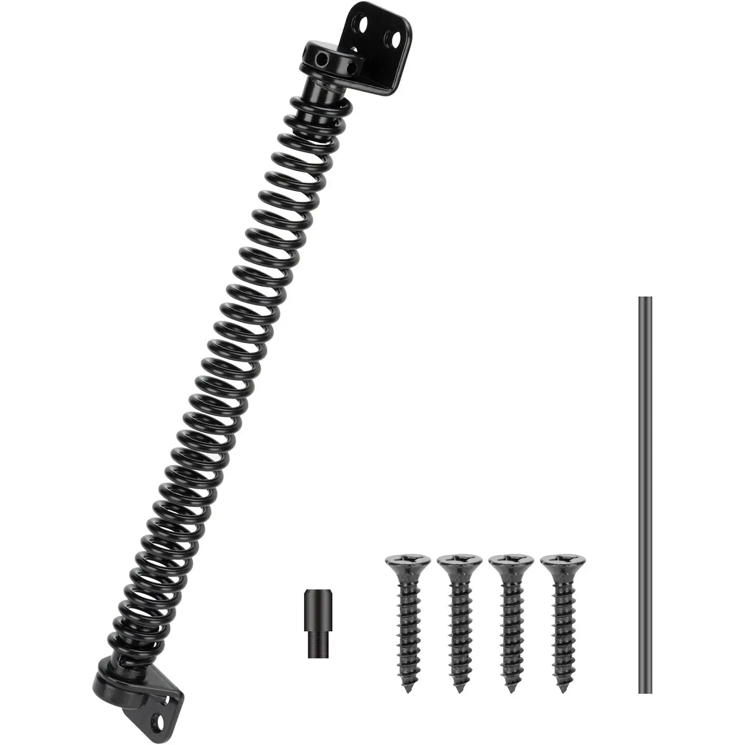 12" Gate Spring Self Closing Outdoor Door Spring Automatic Gate Closure Hardware with Adjustable Tool for Wooden Vinyl Fence, Black Finish