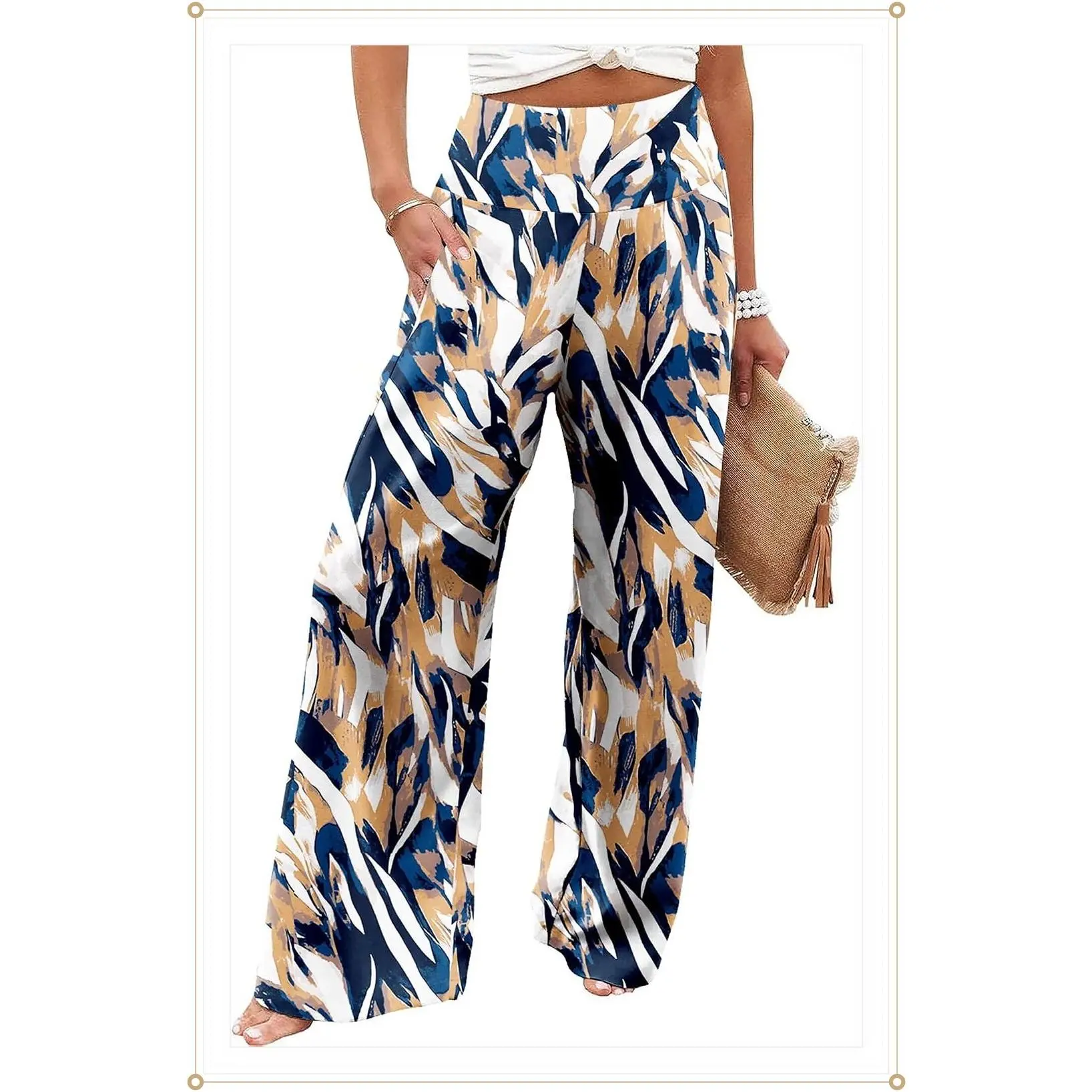 Women's High Waist Wide Leg Palazzo Lounge Pants with Pockets Flowy Casual TrousersGift