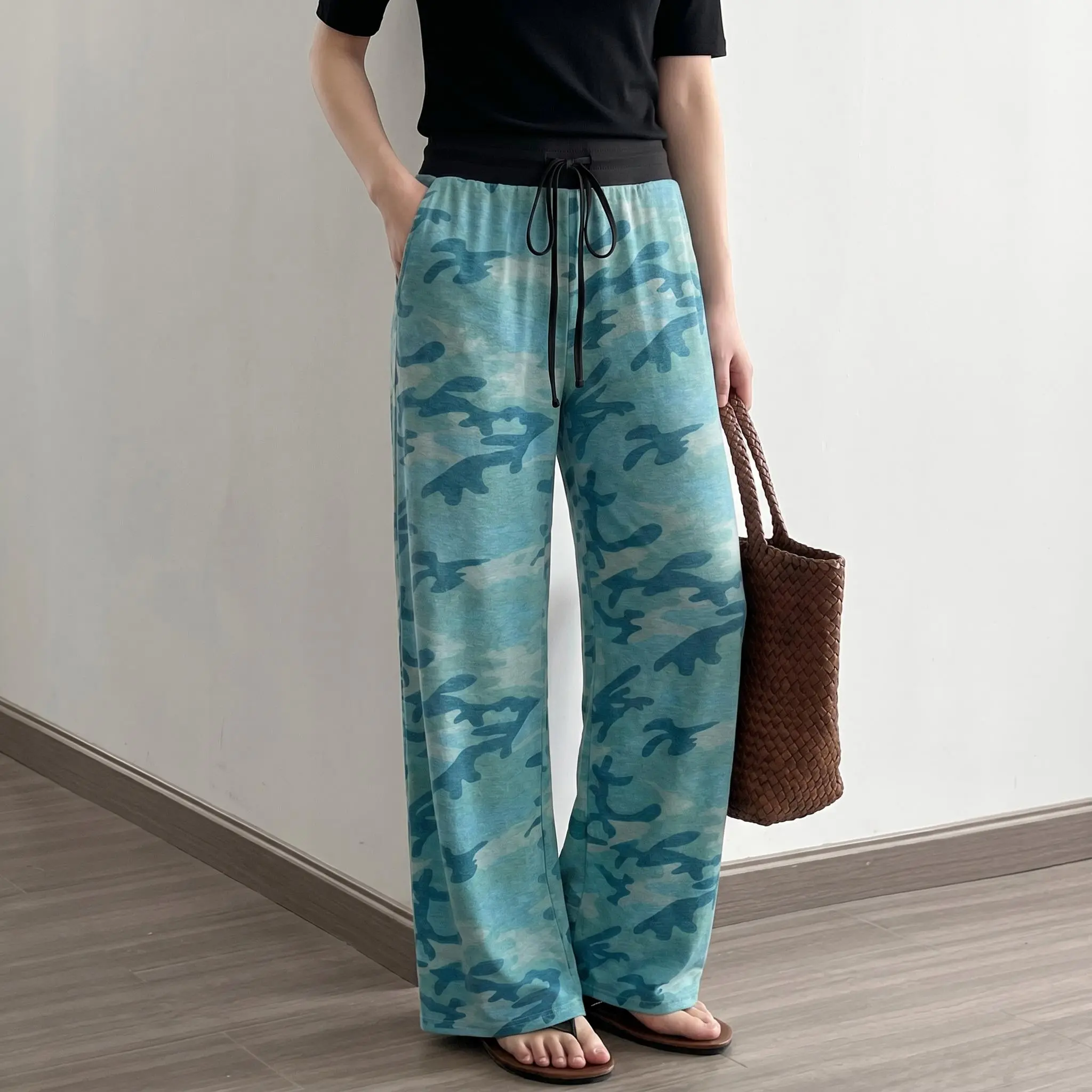 Women's new camouflage printed long pants soft comfortable elastic jersey pants casual pants Loungewear Homewear Nightwear sleeping pants S-XXL