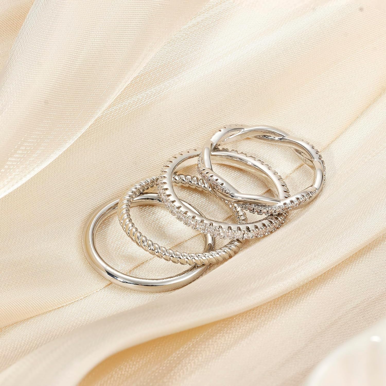 Stackable Rings for Women Non Tarnish Dainty 14K Gold Plated Thin Cubic Zirconia Thumb Ring Set Trendy Statement Promise Wedding Bands Engagement Ring Size 5-10