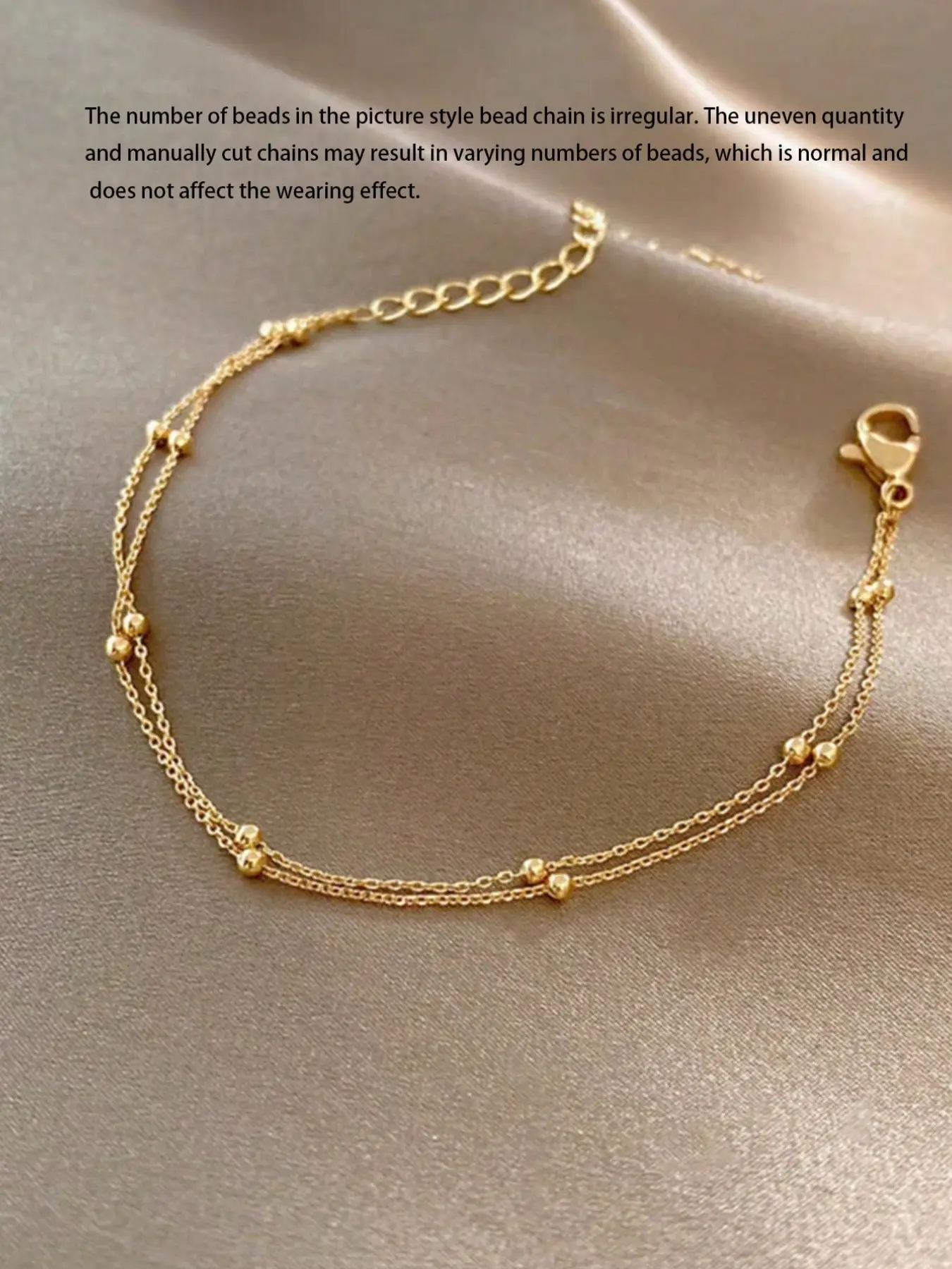 Double Layer Beaded Bracelet, Layered Bracelet, French Minimalist Luxury Jewelry, Adjustable Chain, Perfect for Daily Wear, Gifts for Friends