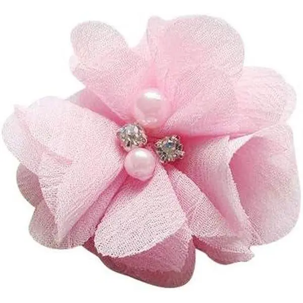 Pack of 12 count Chiffon  Ribbon Bows W/Beads 2-3/8" (60mm) Appliques Wedding Decor Bulk Lots ()