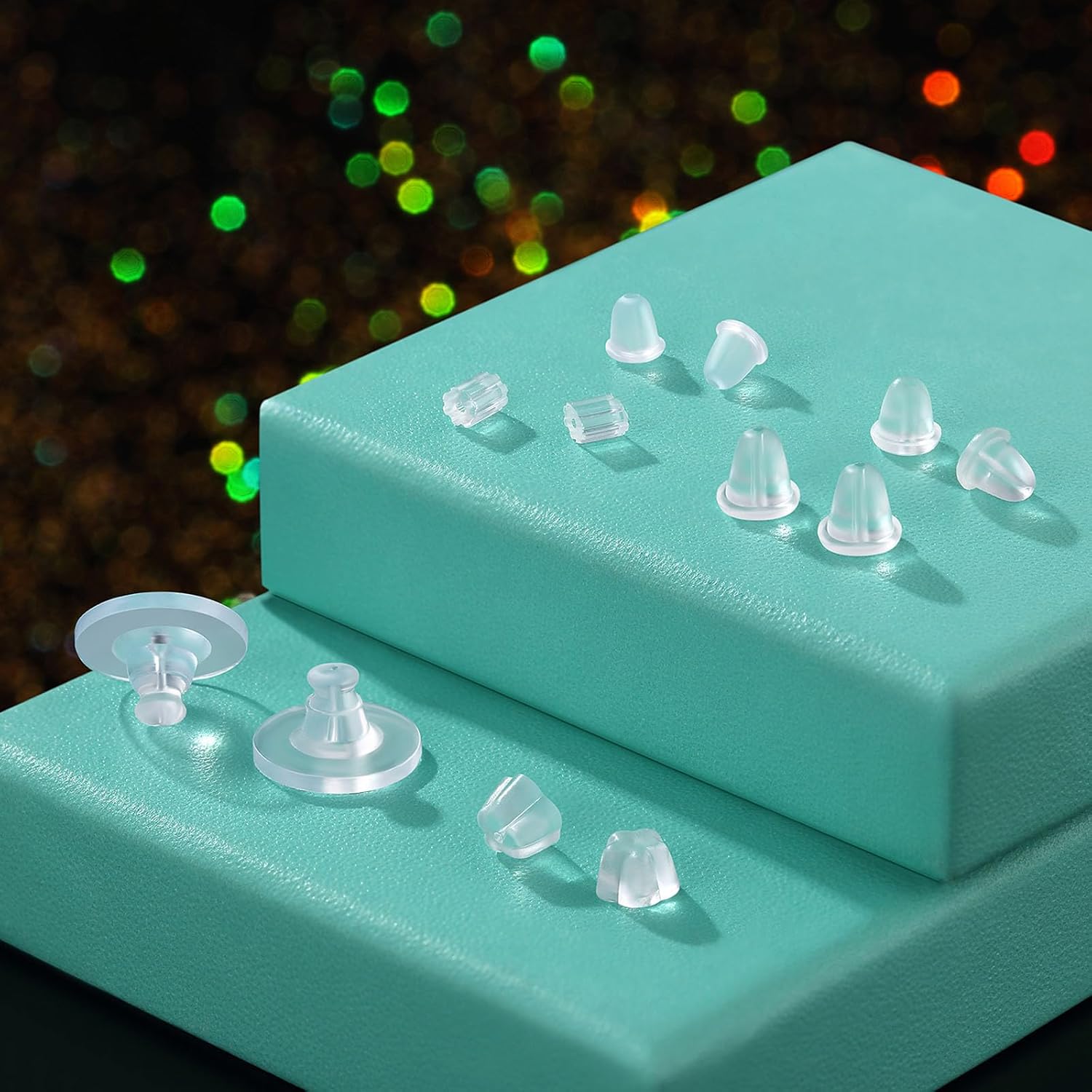 6 Styles  Earring Backs for Studs/Droopy Ears/Heavy Earring, 600 count Clear Soft  Plastic Rubber Backs Replacements Backings Clutch Stoppers Kits