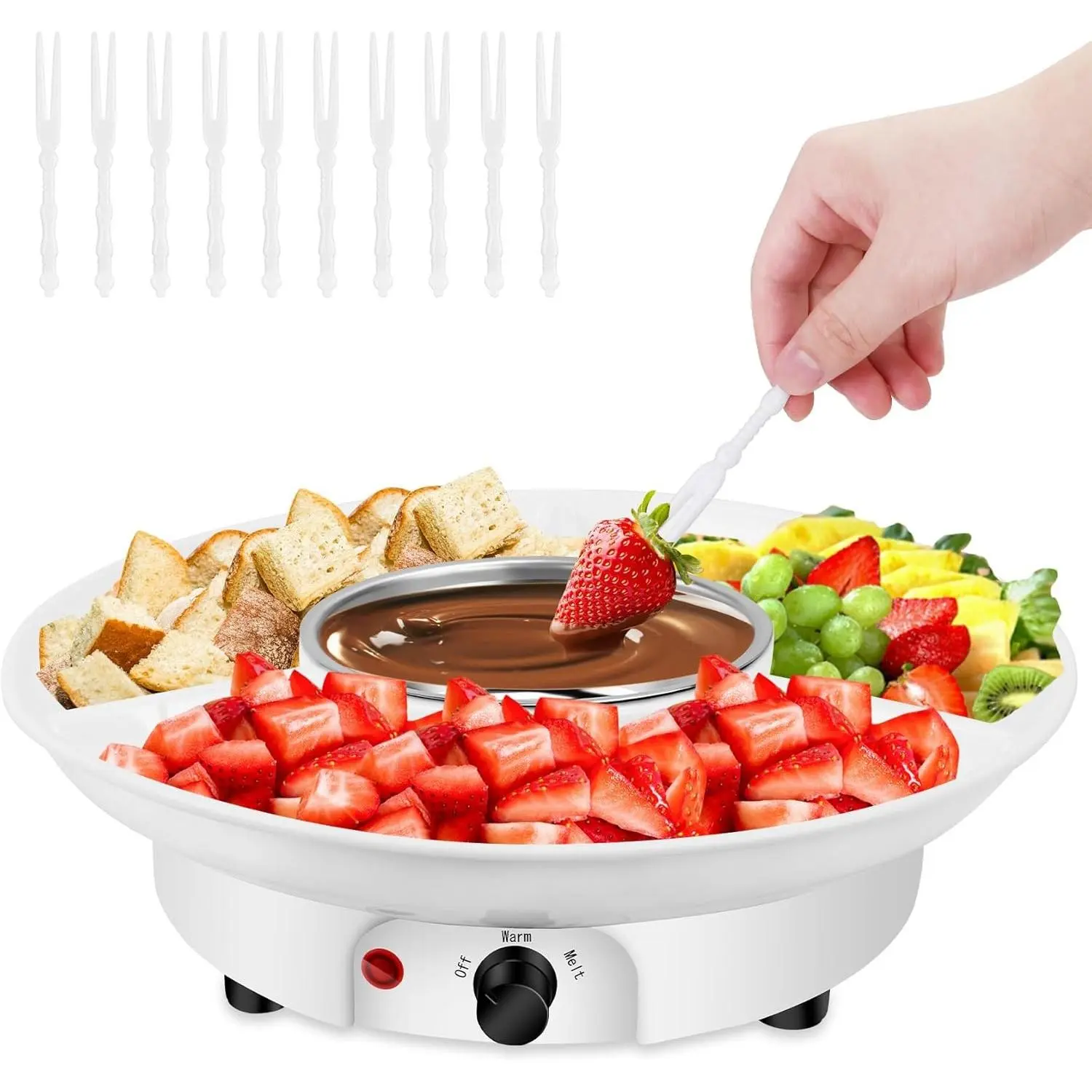 8.79oz Mini Electric Chocolate Melting Pot, Melting Fondue Set with 4 Forks, Cute Chocolate Fondue Fountain, Warmer Machine for Milk Chocolate, Cheese, Butter, Candy