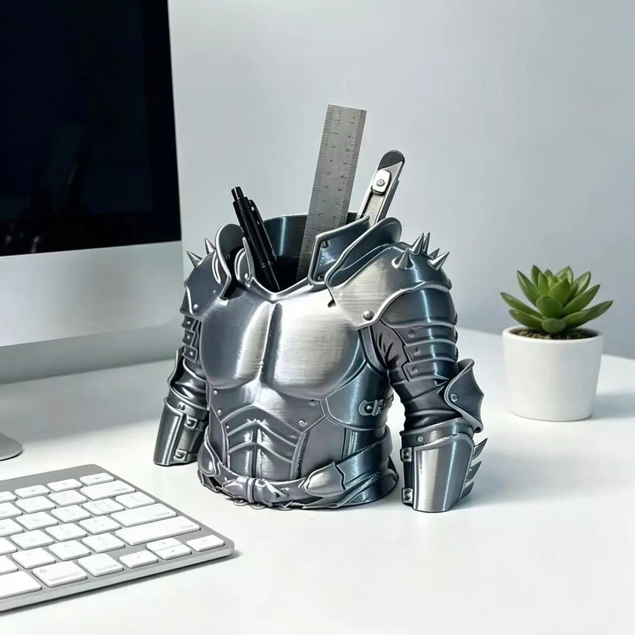Eco-Friendly Pla 3D Printed Storage Container, Large Capacity Pen Holder for Office Desk, Decorative Organizer for Vanity and Tools