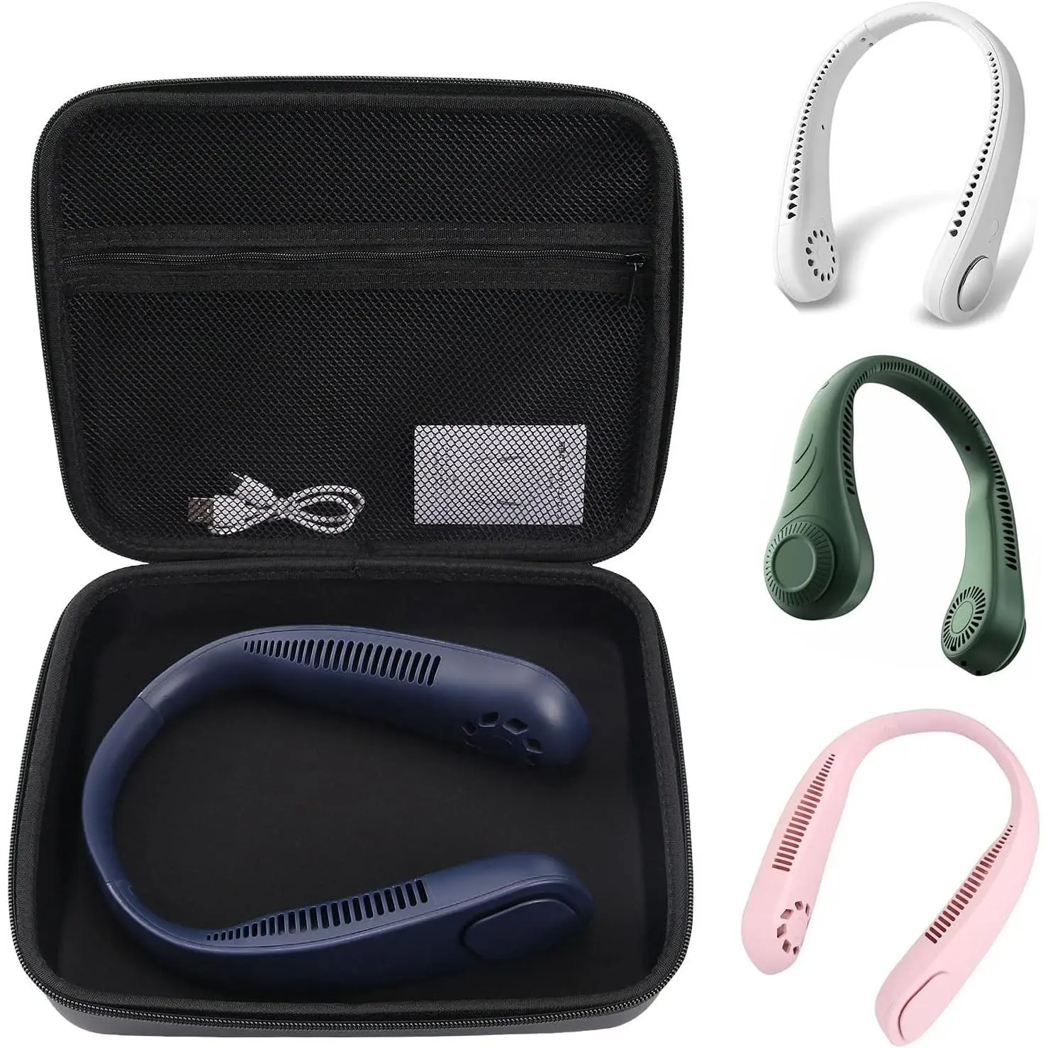 Hand Free Personal Fan Case for Rechargeable Neck Fans，Neck Hanging Fan Travel Case， USB Rechargeable Personal Fan Storage Box（Case Only）Gift.