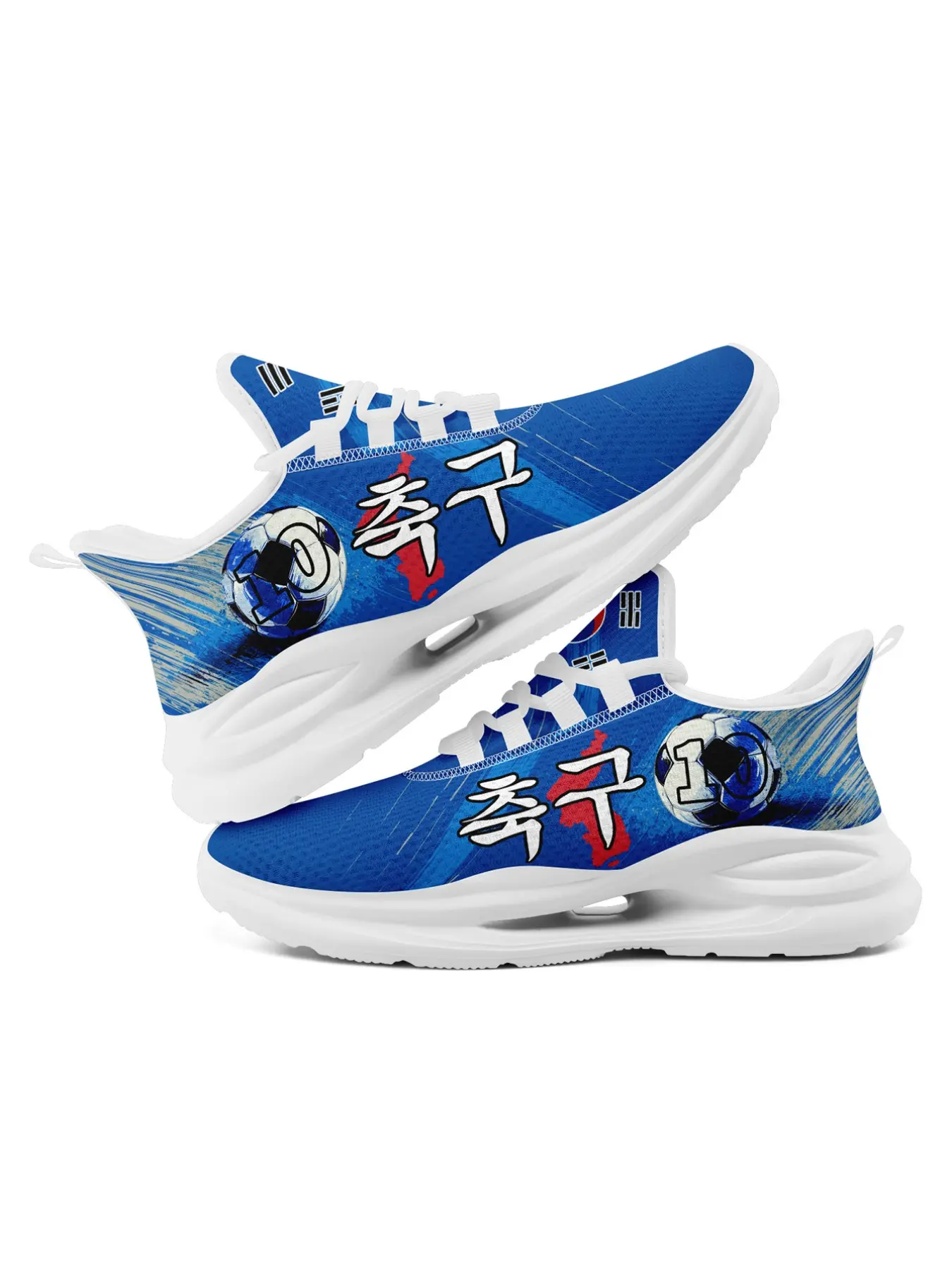Shoes For Men, Korea Flag & Soccer Print Lace-Up Low Top Sneakers, Classic Lightweight Sports Shoes, Comfortable Tennis, Running & Walking Shoes, Breathable Plus Size