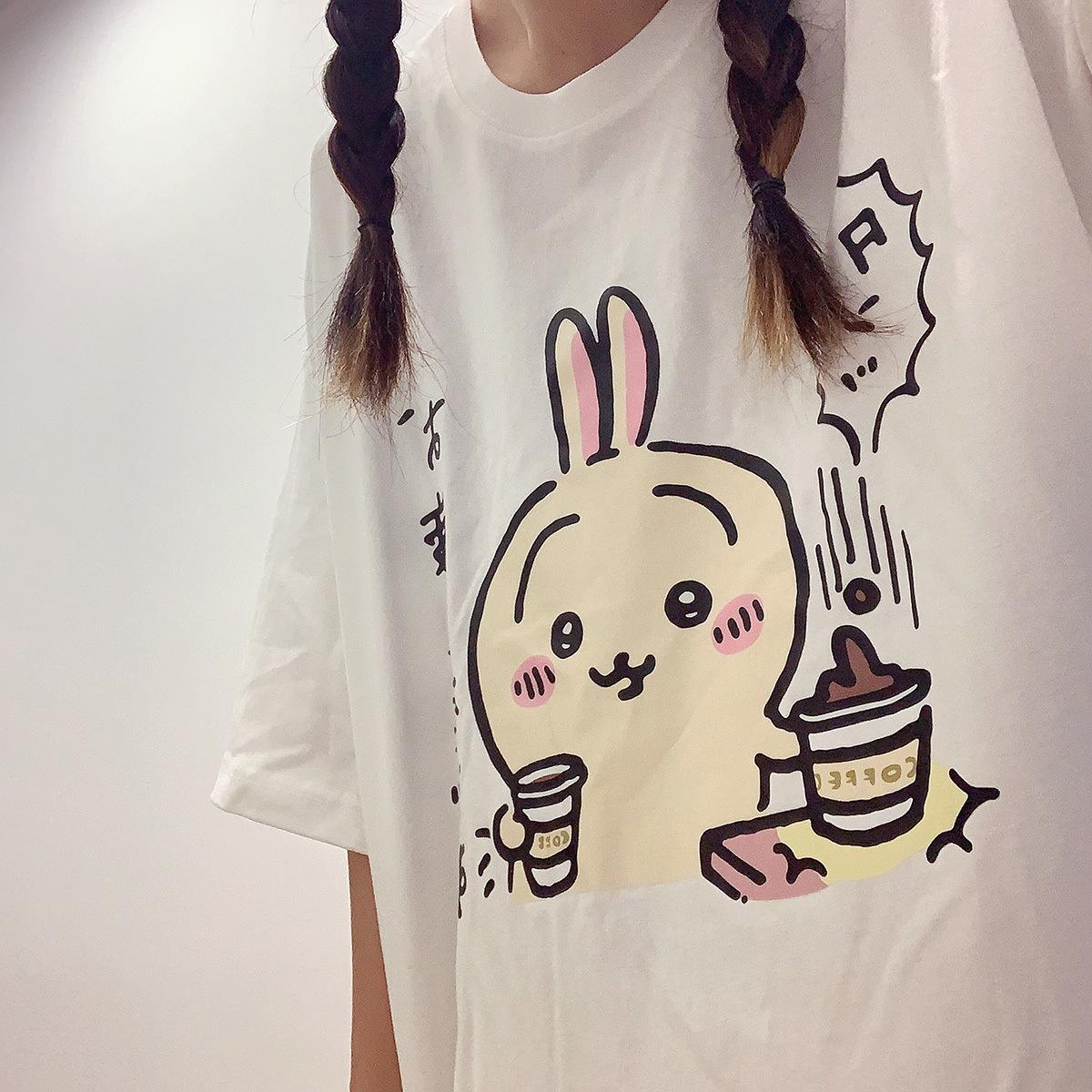 Anime chiikawa pajamas summer cotton round neck short sleeved pants loose casual comfortable cute cartoon chiikawa home clothes