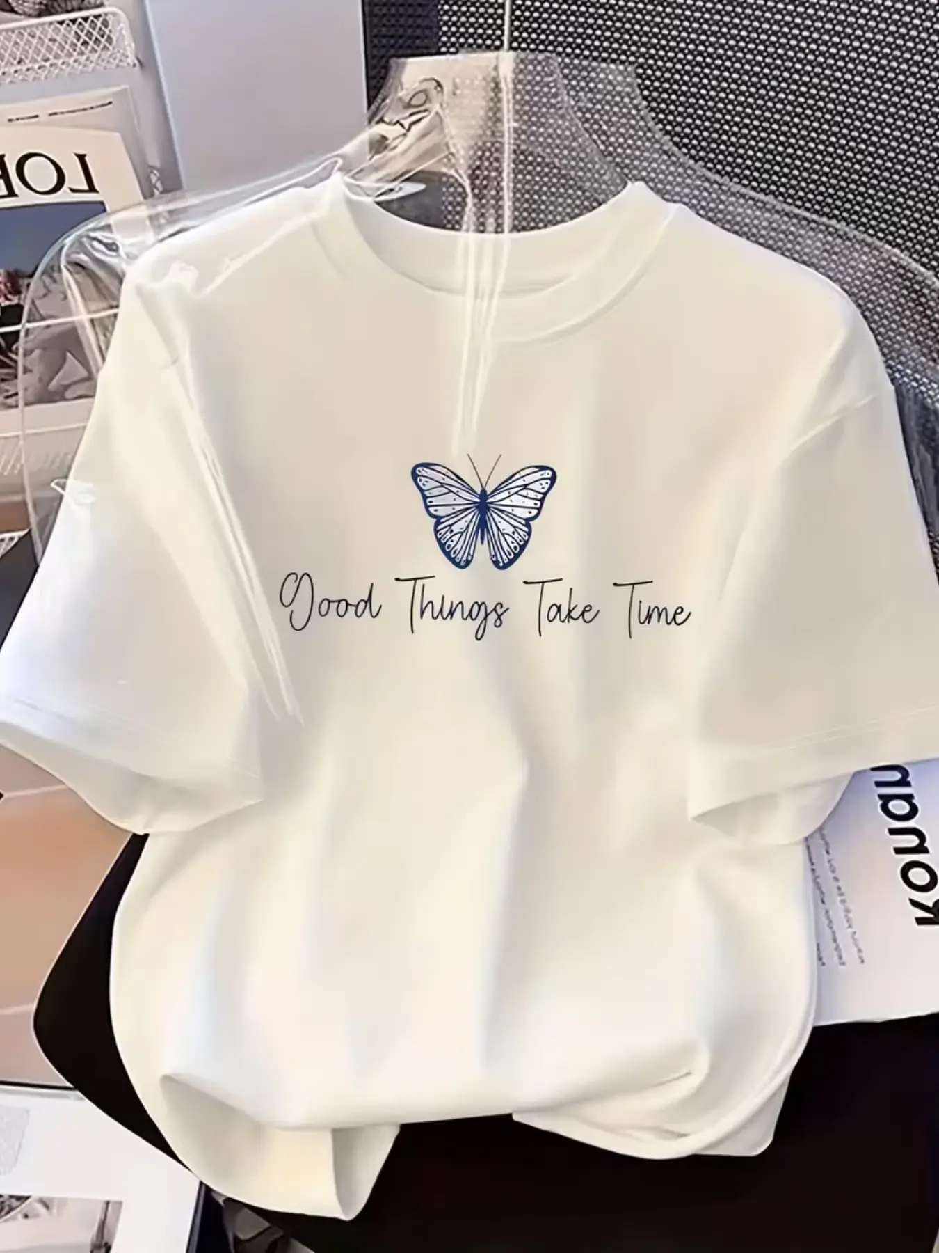 Women's Luxury Casual Short Sleeve T-Shirt, Fun Letter Print, Breathable Comfort Fabric, Slim Fit, All Seasons Wear