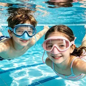 Kids' Silicone Snorkel Mask with Nose Cover, Anti-Fog HD Swim Goggles for Boys and Girls, Leakproof for Pool & Diving