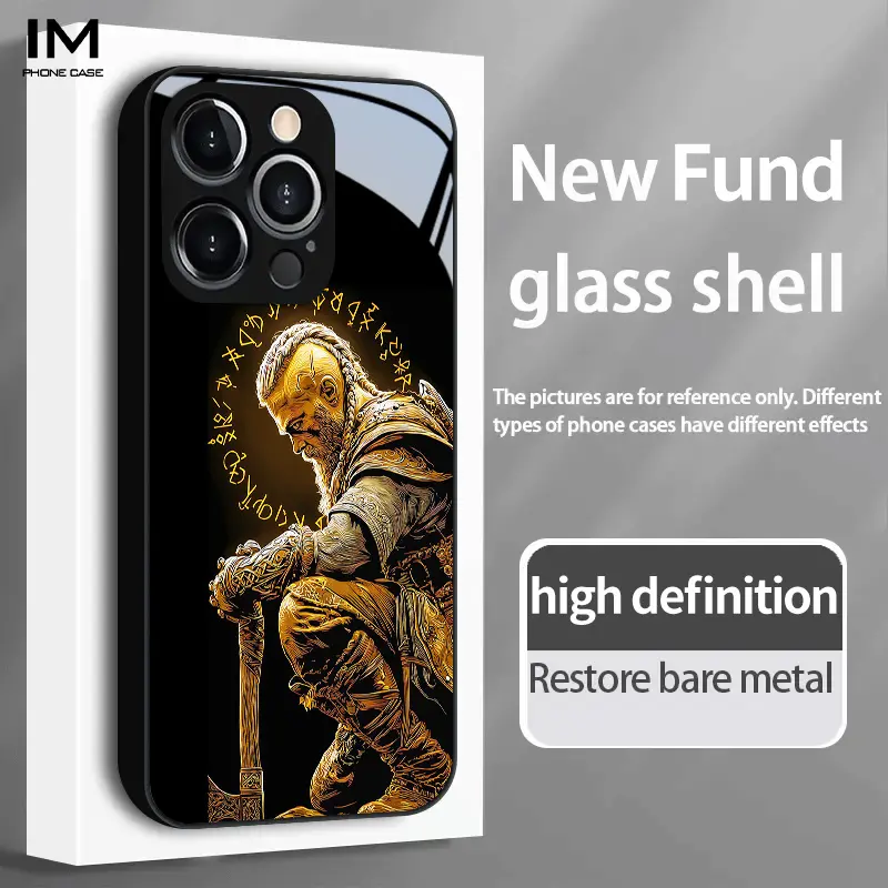 Viking Warrior Style Art Glass Casing - New Design Cellphone Cover, Phone Accessories for iPhone 17, Air, 16, 15 Pro Max, 14 Plus, 13, 12, 11 Devices