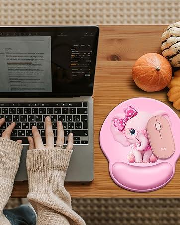 Ergonomic Cat Mouse Pad with Wrist Rest, Gaming Mouse Pad with Wrist Support, Funny Mouse Pad for Desk, Computer Mousepad with Non-Slip Pain Relief PU Base, Cute Office Desk Accessory