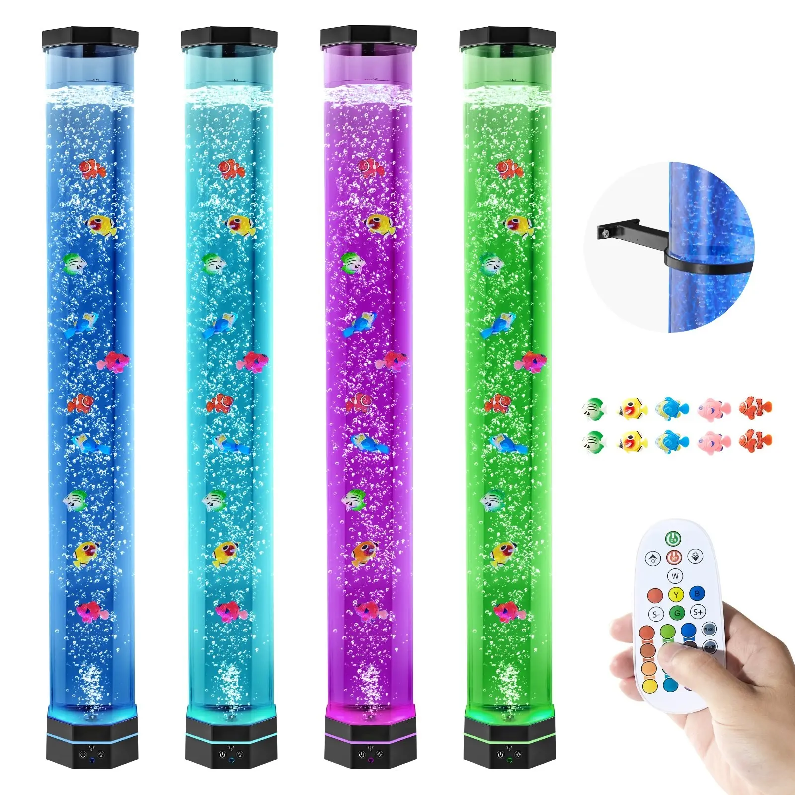 3.3 Ft LED Bubble Tube Lamp - 16-Color Fish Aquarium Light with Remote Handheld Control, Stress Relief Ambient Glow, Underwater Jellyfish Fish Theme, Ideal for Therapy Rooms & Home Decor