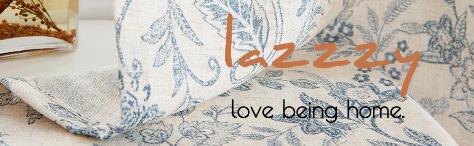 Curtains Farmhouse Blue Floral Print Curtains 63 Inches Long Back Tab Drapes for Living Room Bedroom Semi Sheer Patterned Vintage Curtains 2 Panels Set Rod Blue on Beige