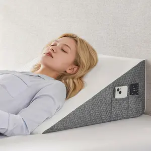 Wedge Pillow for Sleeping - 12 Inch Bed Wedge for Headboard Triangle Pillow, Memory Foam Wedges for Acid Reflux, GERD, Snoring, Post Surgery Back Pain Relief, Leg Elevation, Washable Cover