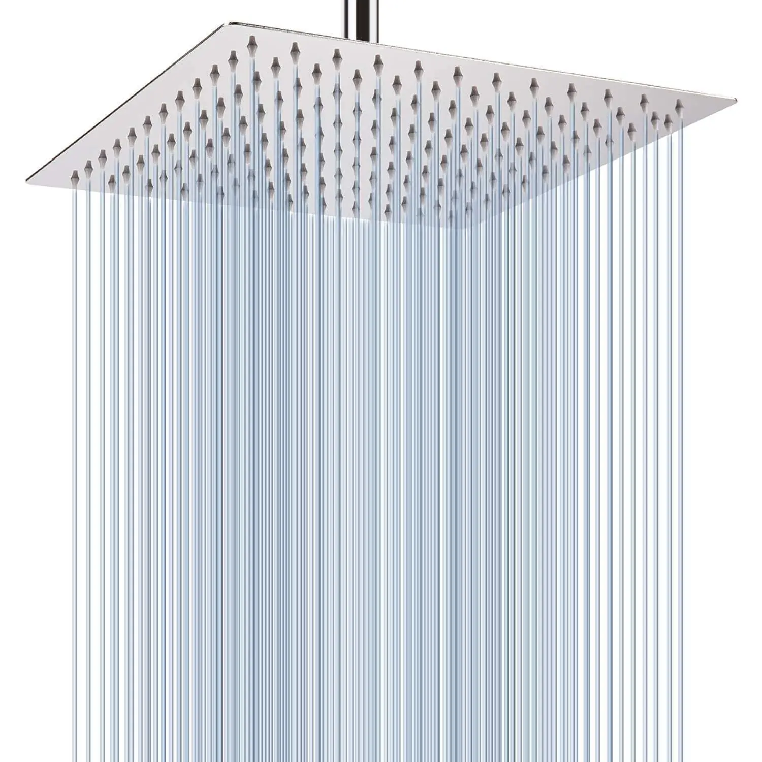 12 in Stainless Steel Adjustable Rain Shower Head - High Flow, 144 Nozzles, Waterfall Square Design, Ceiling or Wall Mount, Chrome Finish, Hotel-Style Shower Experience, Maintenance-Free Enjoyment