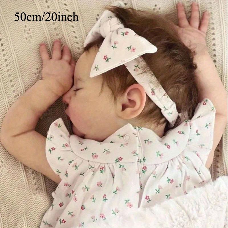 Realistic 50 CM Sleeping Baby Reborn Doll With 3D-Painting Skin And Visible Veins, 20 Inch Alive Soft Vinyl Newborn Baby Lovely Bedtime Toy Birthday Gift For Child (Some Parts Random)