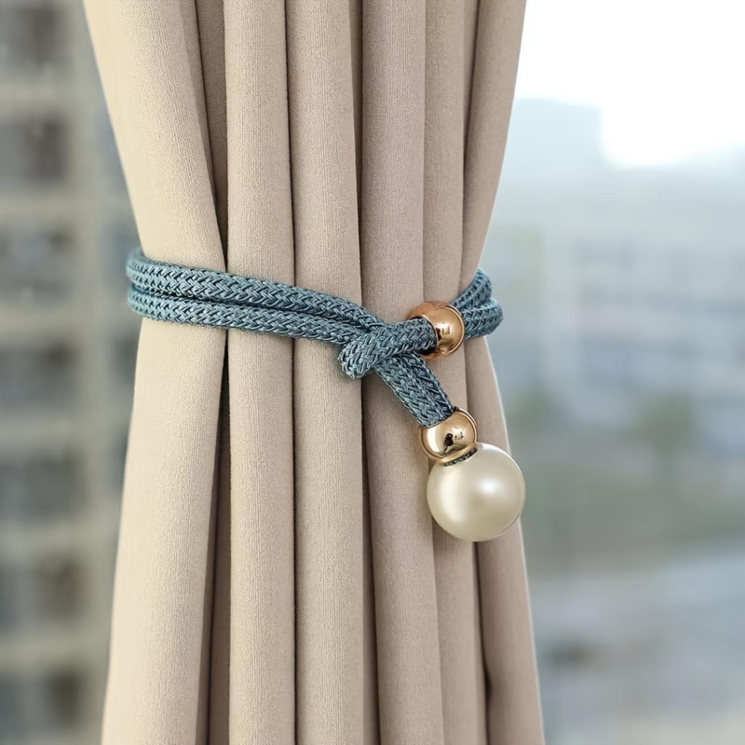 Elegant Faux Pearl Decor Curtain Tieback, 2 Counts Adjustable Rope Holdback, Chic Curtain Accessories for Home Decor, Interior Decoration Accessories, Window Decorations Supplies