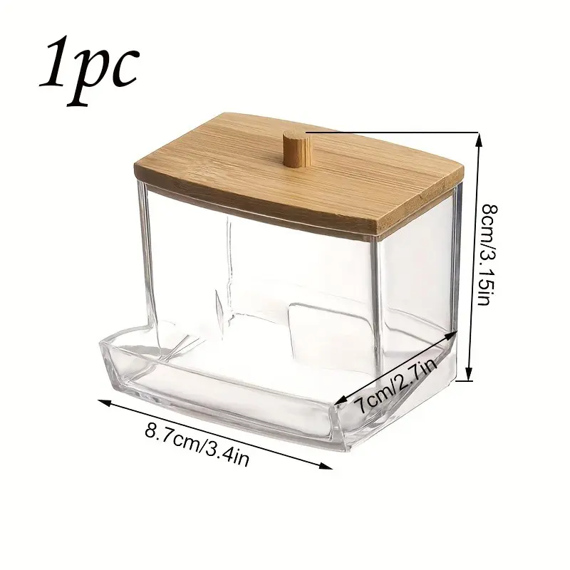 Transparent Cotton Swab Holder Dispenser, Modern Bathroom Storage Container, Visible Organizer for Cotton Swabs and Pads, Vanity Accessory