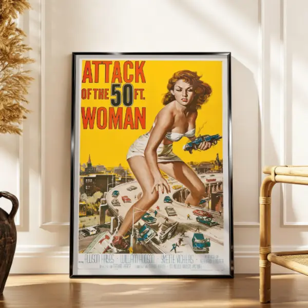 Vintage Giant Woman Sci-Fi Canvas Poster |   Retro Monster Wall Art for Bedroom & Living Room