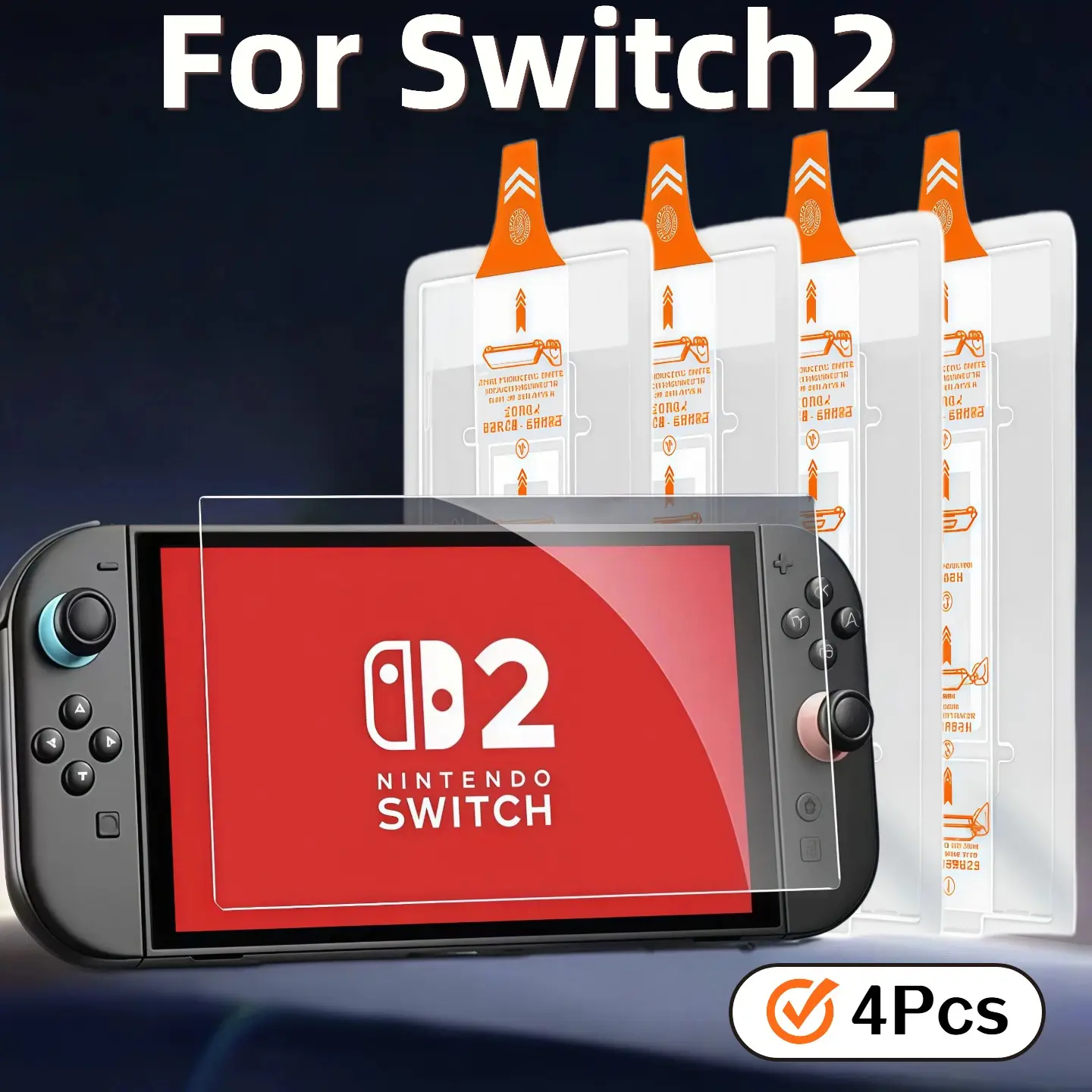 Switch2 Screen Protector Set, 7.9-Inch HD Tempered Glass Film, Easy Install Kit, Scratch-Resistant Design, Dust-Free Application