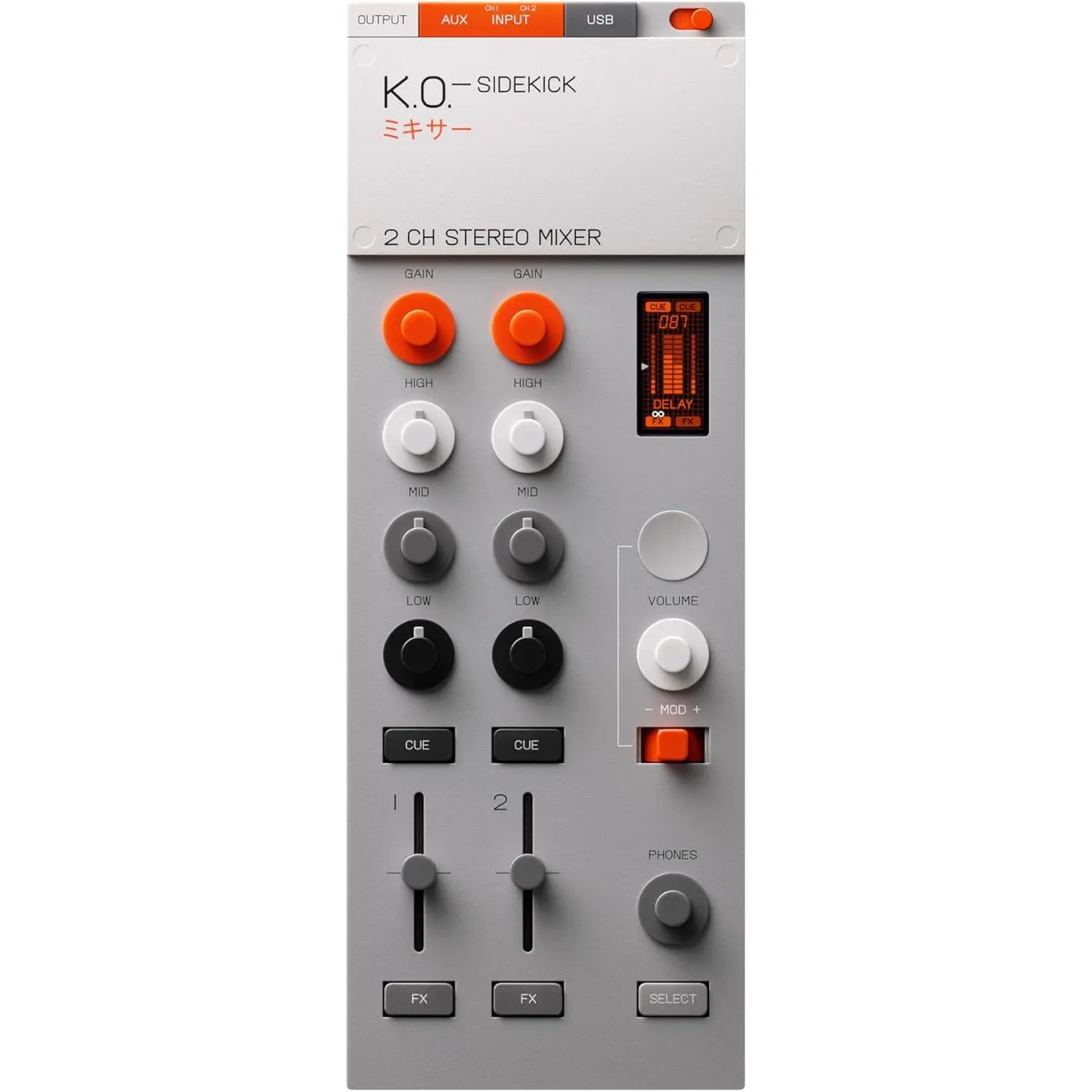 teenage engineering EP–136 K.O.–SIDEKICK standalone 2 channel stereo dj mixer, audio interface ad built-in fx