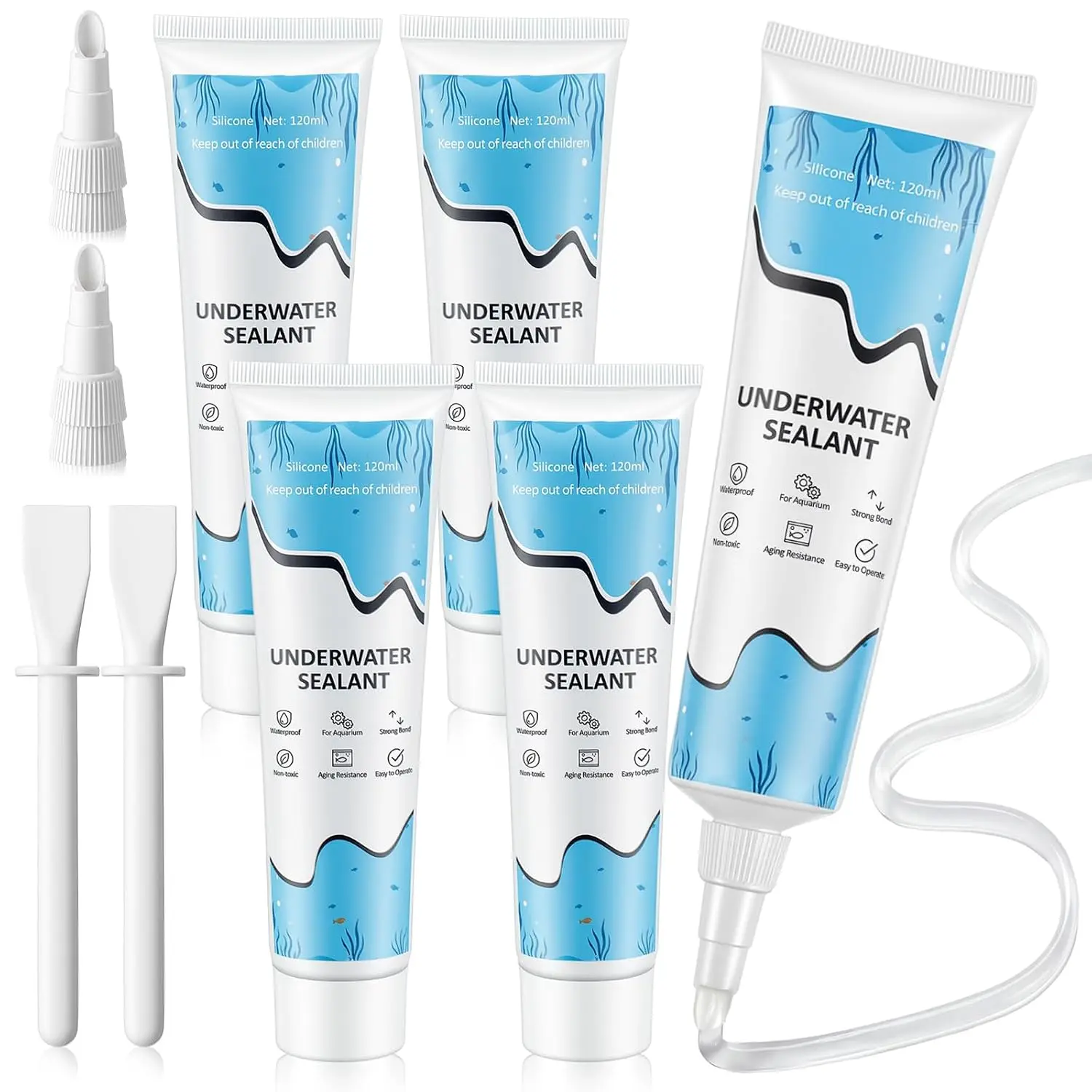 4 count Clear Aquarium  4 oz Aquarium Safe  Underwater Sealant   Adhesion for Fish  Pools