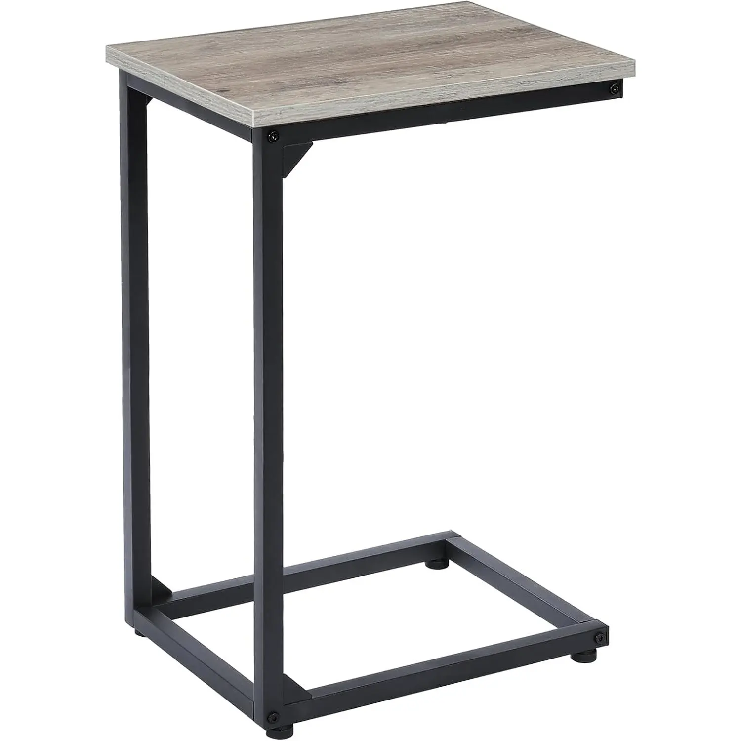 C Shaped End Table, Slide Under Couch Table for Sofa | TV Tray Table for Eating  Couch, Small Side Table for Living Room Bedroom, Grey
