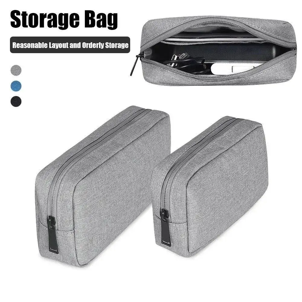 Men's Retro Colorblock Digital Gear Organizer, Large-Capacity Waterproof Oxford Cloth Pouch for Outdoor Trip, Headphone, and Strap, Holder